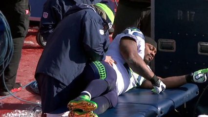 Marshawn Lynch gets checked out on sidelines