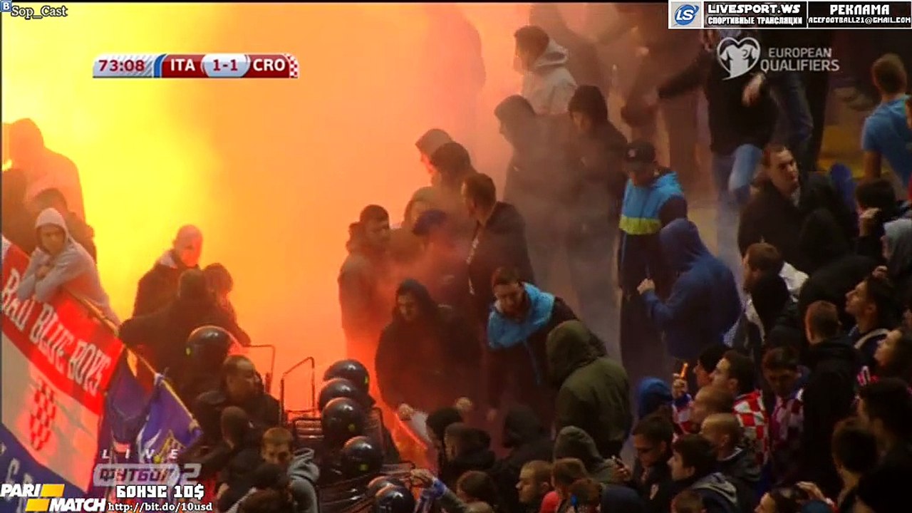 Croatia football fans set fire in San Siro HD