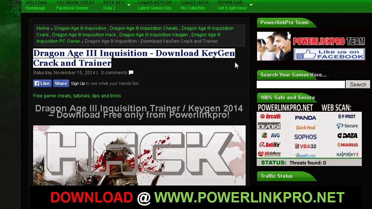 Dragon Age 3 Inquisition Full Crack Keygen and Trainer