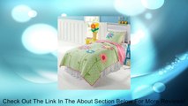 Green, White & Pink Polka Dots & Flowers 2 Pc Twin Quilt & Sham Set