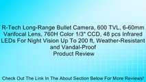 R-Tech Long-Range Bullet Camera, 600 TVL, 6-60mm Varifocal Lens, 760H Color 1/3