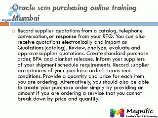 Oracle scm purching online training-magnific training