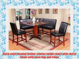 Roundhill Furniture 6Piece Counter Height 2Tone Finish Square Pedestal Dining Set Cherry