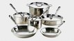 AllClad 600822 SS Copper Core 5Ply Bonded Dishwasher Safe 10Piece Cookware Set Silver