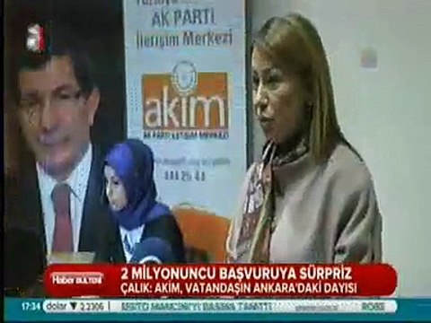 AKİM'e Başvuru Yapan 2 Milyonuncu Kişi Başbakan Ahmet Davutoğlu Tarafından Ak Parti Genel Merkezinde Ağırlanacak - Öznur Çalık