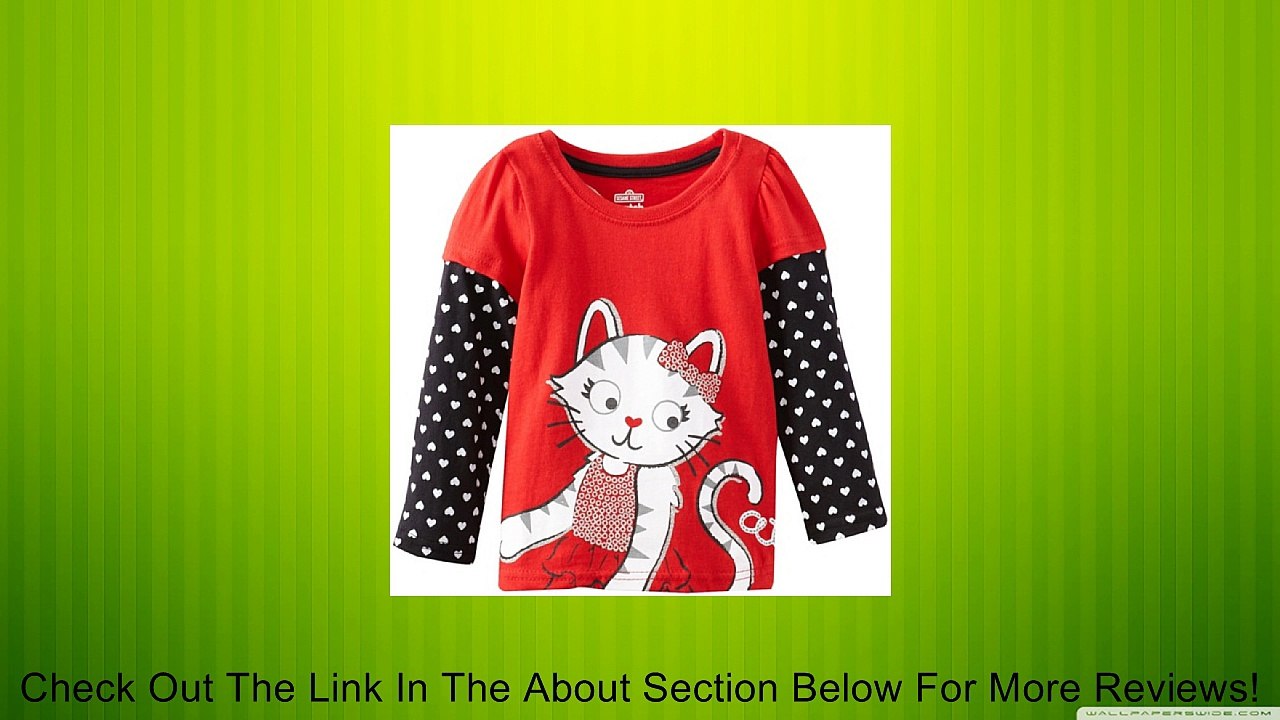Watch Me Grow! by Sesame Street Baby-Girls Infant 1 Piece Cat Hearts Pullover, Red, 12 Months