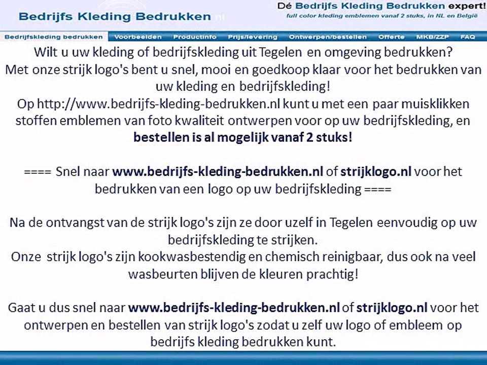 Kleding bedrijfskleding bedrukken Tegelen