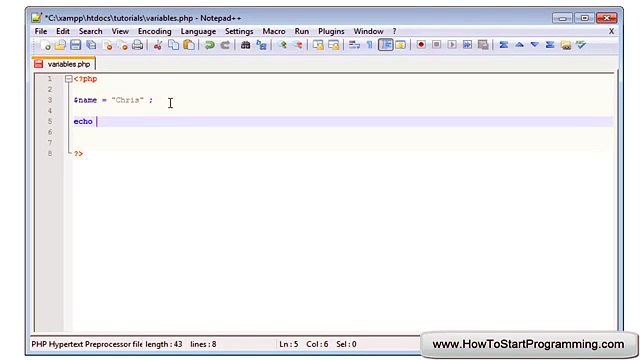 PHP Tutorial 5 - Variables (PHP For Beginners)