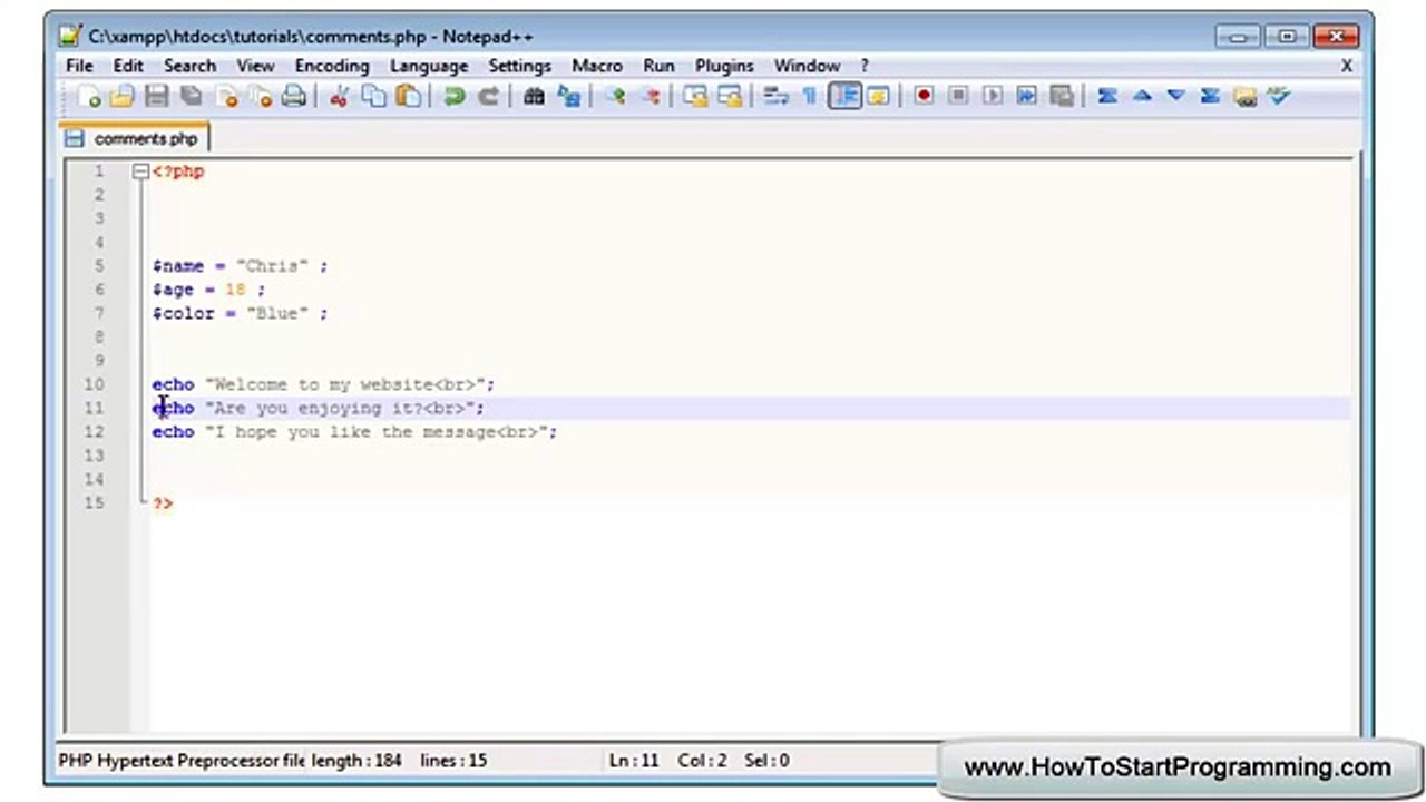 PHP Tutorial 6 - Comments (PHP For Beginners)
