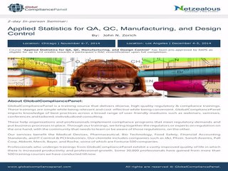 Applied Statistics for QA, QC, Manufacturing, and Design Control - GlobalCompliancePanel