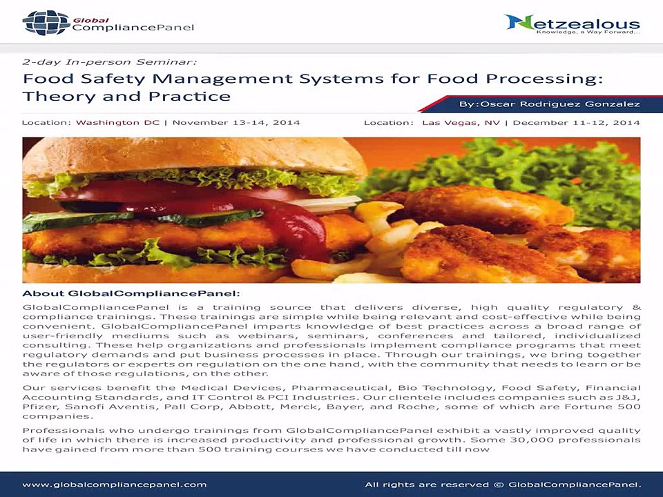 Food safety management systems for food processing: theory and practice  - GlobalCompliancePanel