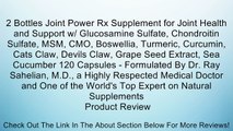 2 Bottles Joint Power Rx Supplement for Joint Health and Support w/ Glucosamine Sulfate, Chondroitin Sulfate, MSM, CMO, Boswellia, Turmeric, Curcumin, Cats Claw, Devils Claw, Grape Seed Extract, Sea Cucumber 120 Capsules - Formulated By Dr. Ray Sahelian,