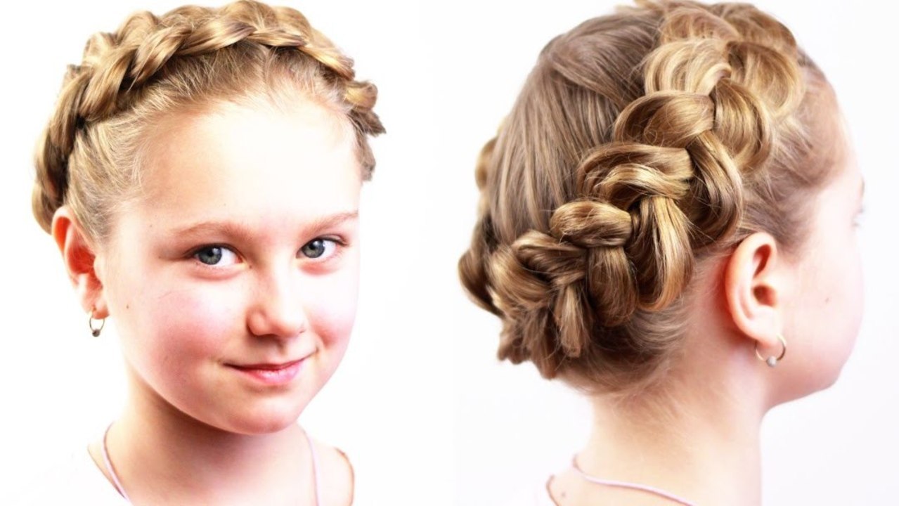Прическа корзинка из обратной французской косы. Basket Hairstyle of French Braid
