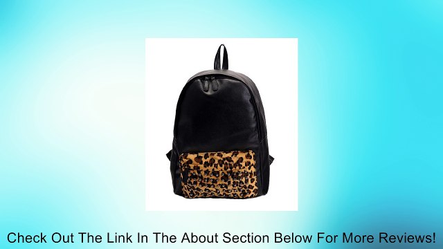 Fashion Black PU Leather Backpack Leopard Stud Book School Handbag Shoulder Bag Review