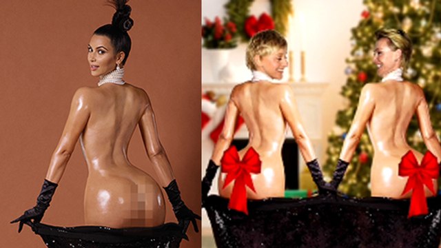 Kim Kardashian in Xmas card Spoof By Ellen Degeneres & Portia De Rossi