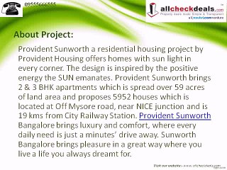 Provident Sunworth Bangalore Residential Apartments