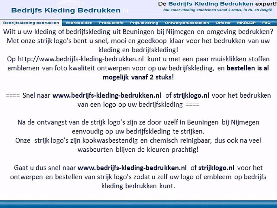 Kleding bedrijfskleding bedrukken Beuningen bij Nijmegen