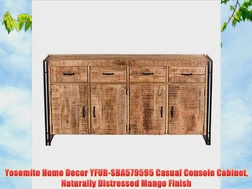 Yosemite Home Decor YFURSBA579595 Casual Console Cabinet Naturally Distressed Mango Finish