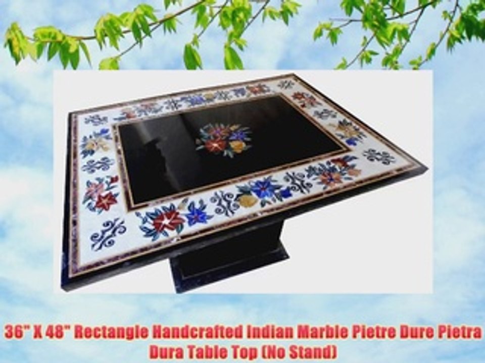 36 X 48 Rectangle Handcrafted Indian Marble Pietre Dure Pietra Dura Table Top No Stand