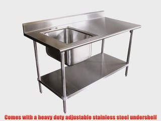 Prep Work Table with Sink 72X 30 X 35 W5 Backsplash 18 Gauge Stainless Steel Top NSF