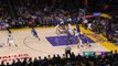 Stephen Curry Goes Behind the Back and Dishes to Speights on the Break