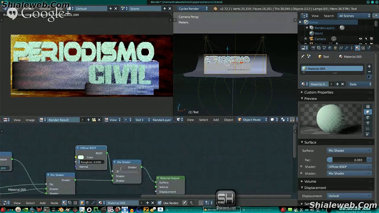 Blender Cycles Render Engine Elaborando Un Banner 3D Para Grupo Facebook Moldeo Material Textura Compositing Node Speed Art Tutorial