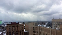 Check out the giant snow wall swallowing Buffalo : Buffalo Lake Effect