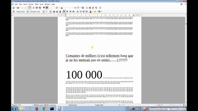 Gort le comparateur vous montre les comparaisons de grands nombres 10 000, 100 000 vois 1 million rapidement grace a libre office!!