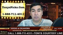 Oklahoma Sooners vs. Kansas Jayhawks Free Pick Prediction NCAA College Football Odds Preview 11-22-2014