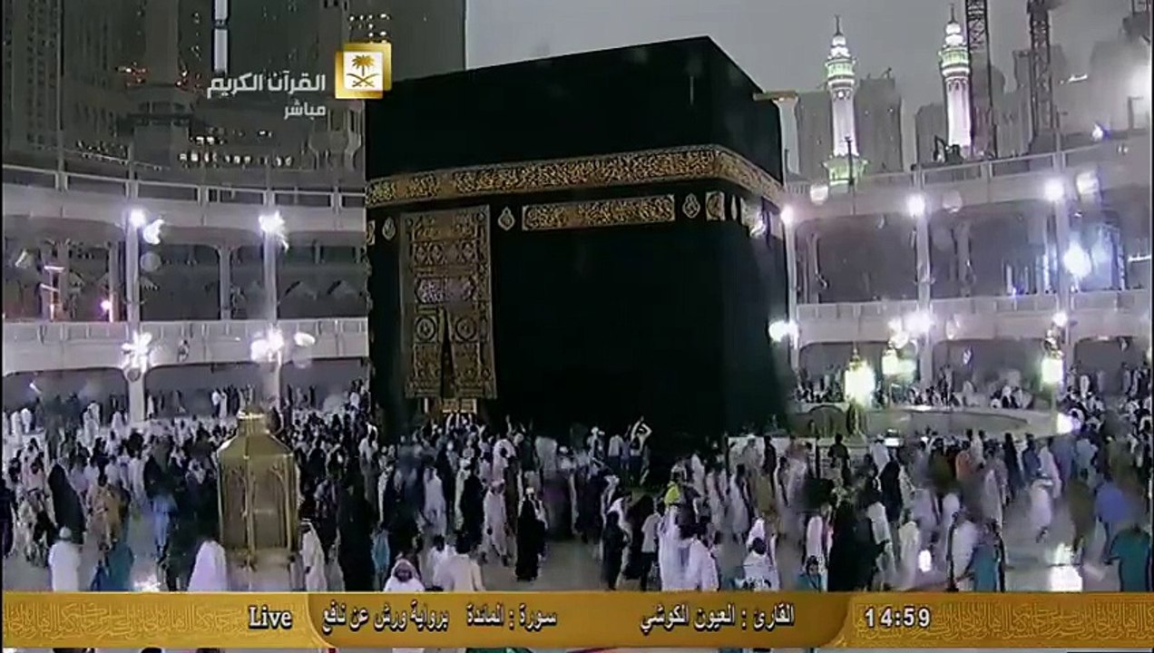 فيديو 480p || عاصفة شديدة وبرق ورعد ومطـر على المسجد الحرام الأحد 23 محرم 1436هـ