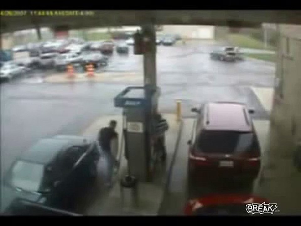 Women Presses Emergency Button At Gas Sation