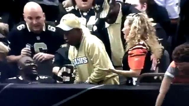 Saints Fan Elbows Woman’s Face, Steals Souvenir Ball From Her!