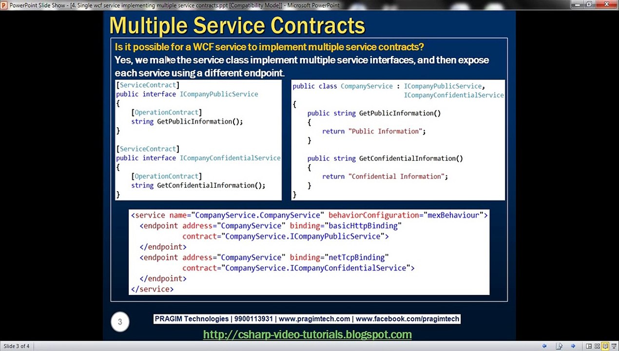 Part 4 WCF service implementing multiple service contracts