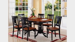 9 Pc Plainville Dining Room Set Table Wih Leaf And 8 Wood Chairs
