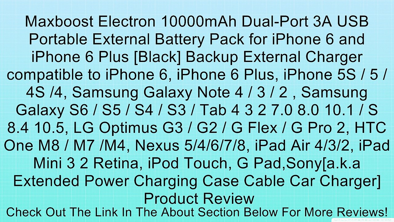 Maxboost Electron 10000mAh Dual-Port 3A USB Portable External Battery Pack for iPhone 6 and iPhone 6 Plus [Black] Backup External Charger compatible to iPhone 6, iPhone 6 Plus, iPhone 5S / 5 / 4S /4, Samsung Galaxy Note 4 / 3 / 2 , Samsung Galaxy S6 / S5
