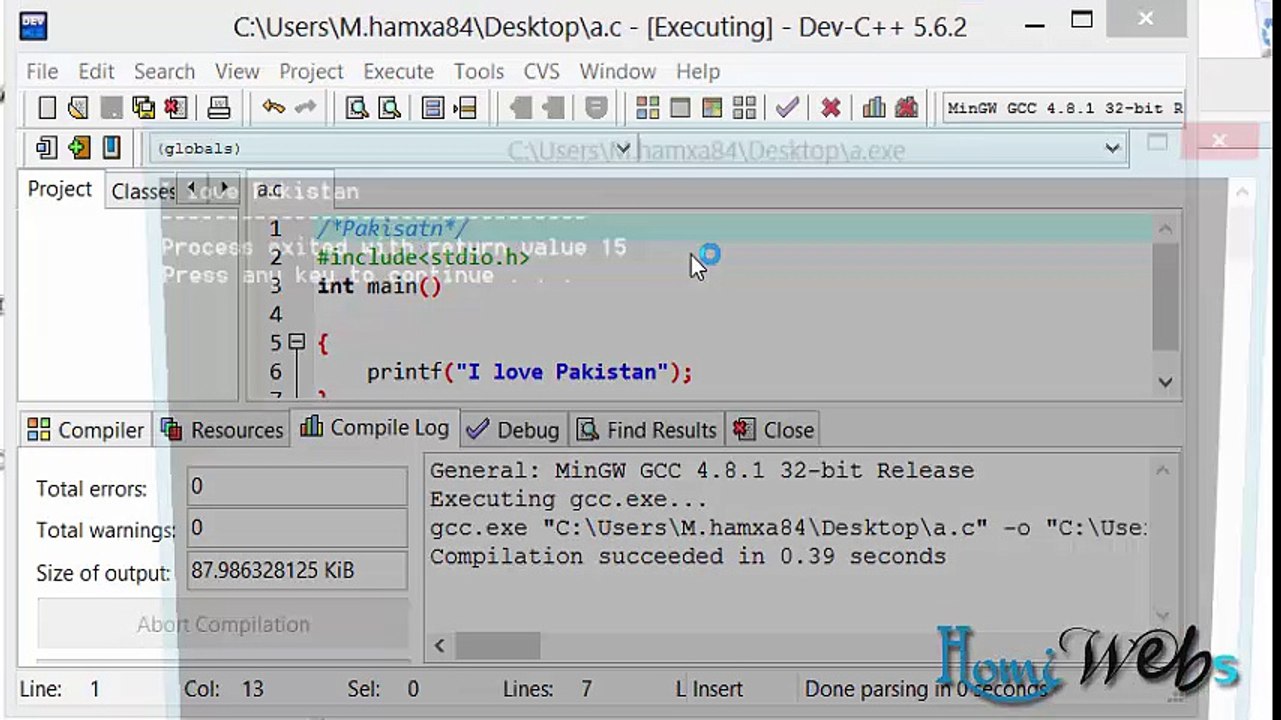 C-Language in Urdu & Hindi - 10 Comments, Spaces, Initialization | HomiWebs.com