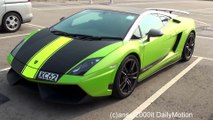 Hong Kong. Lamborghini Gallardo Bright Green with Racing Stripes. Nice !