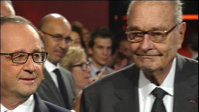 L'arrivée très applaudie de Jacques Chirac et François Hollande