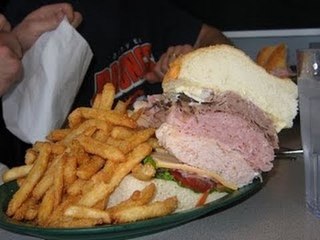 Dagwood Challenge in 3:22 - Man v. Food - HUGE SANDWICH! | Furious Pete