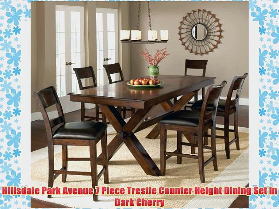 Hillsdale Park Avenue 7 Piece Trestle Counter Height Dining Set in Dark Cherry