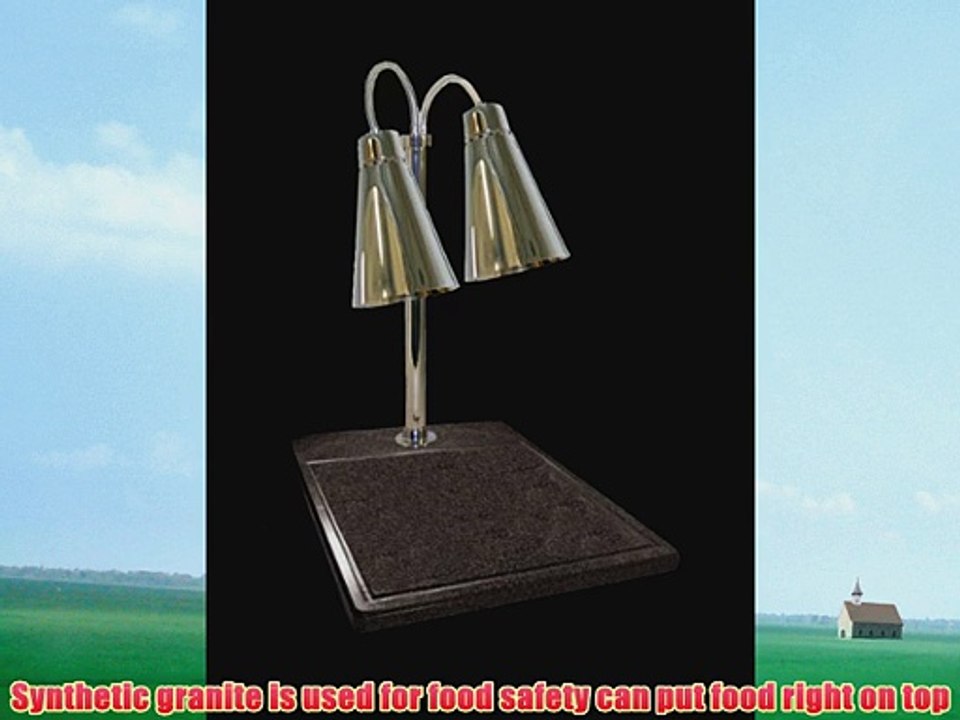 Hanson Heat Lamps DLMBB900ST Dual Bulb Carving Station 20 x 24 Synthetic Black Granite Base Polished Stainless Steel