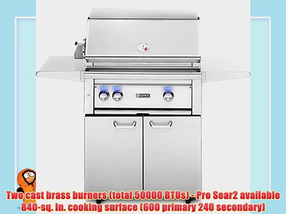 Lynx L30PSFR2LP Propane Gas GrillOn Cart with Pro Sear Burner and Rotisserie 30Inch