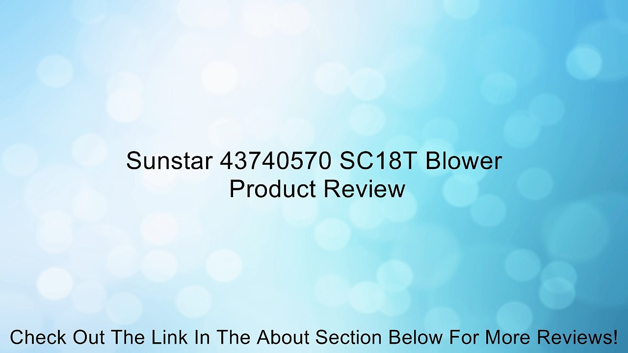 Sunstar 43740570 SC18T Blower Review