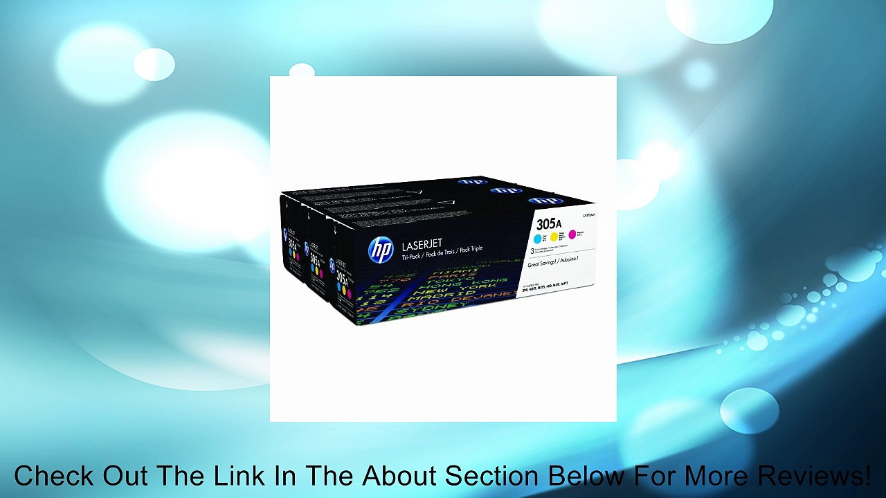 HP 305A (CF370AM) Cyan/Magenta/Yellow Original LaserJet Toner Cartridges, 3 pack