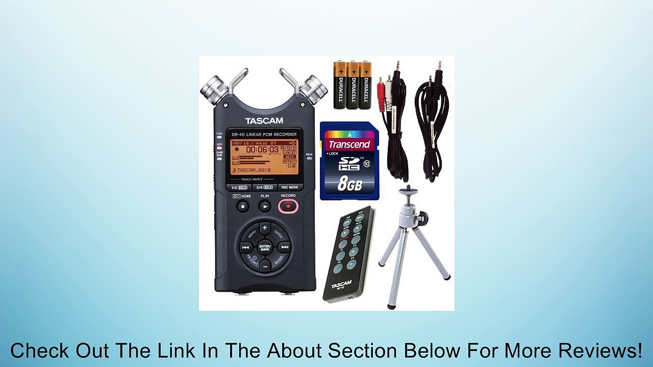 Tascam DR-40 4ch Portable Digital Recorder with RC-10 Remote - Tripod, 8gb SD Card, Batteries, Cables Bundle Review