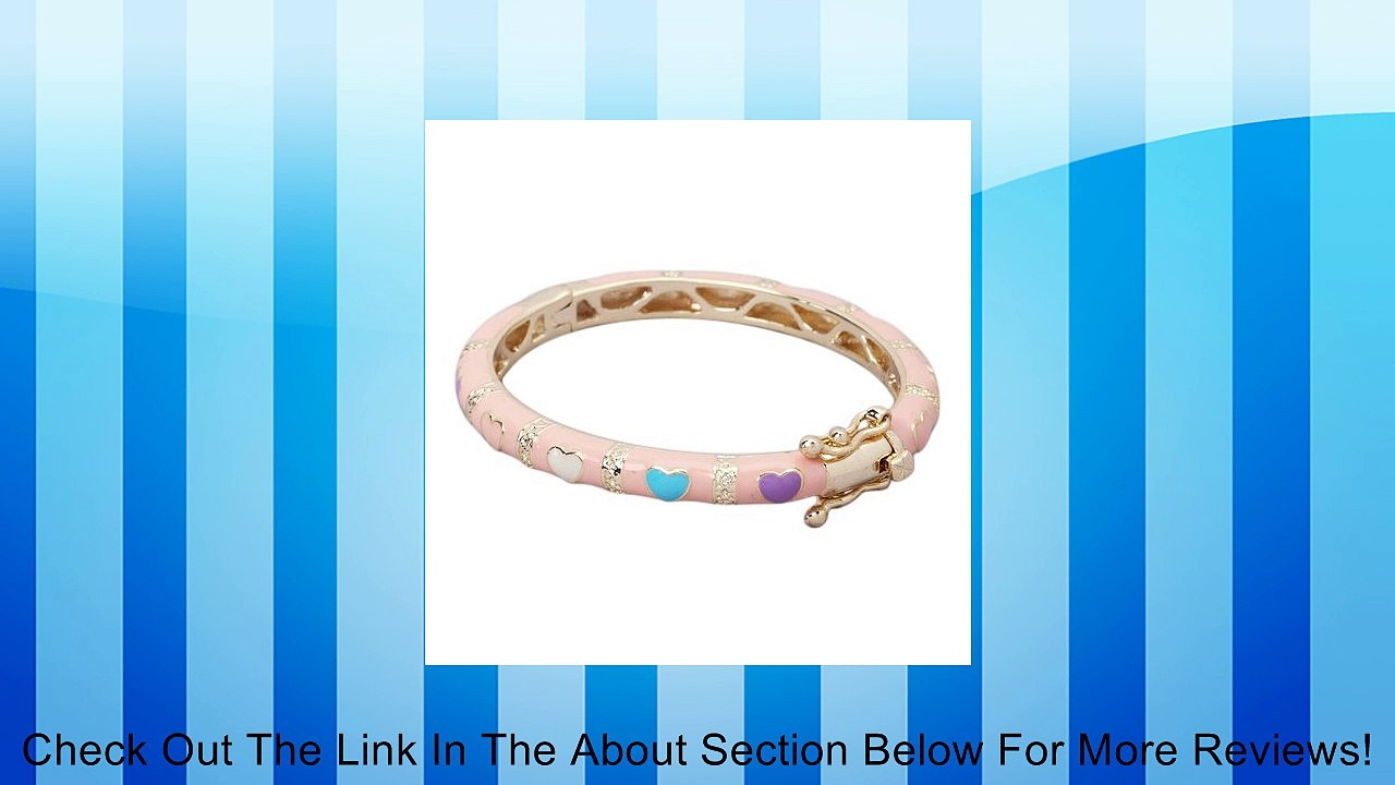 GoldTone Pink Multi Color Enamel Hearts Toddler Kids Girls Bangle Bracelet 42mm Review