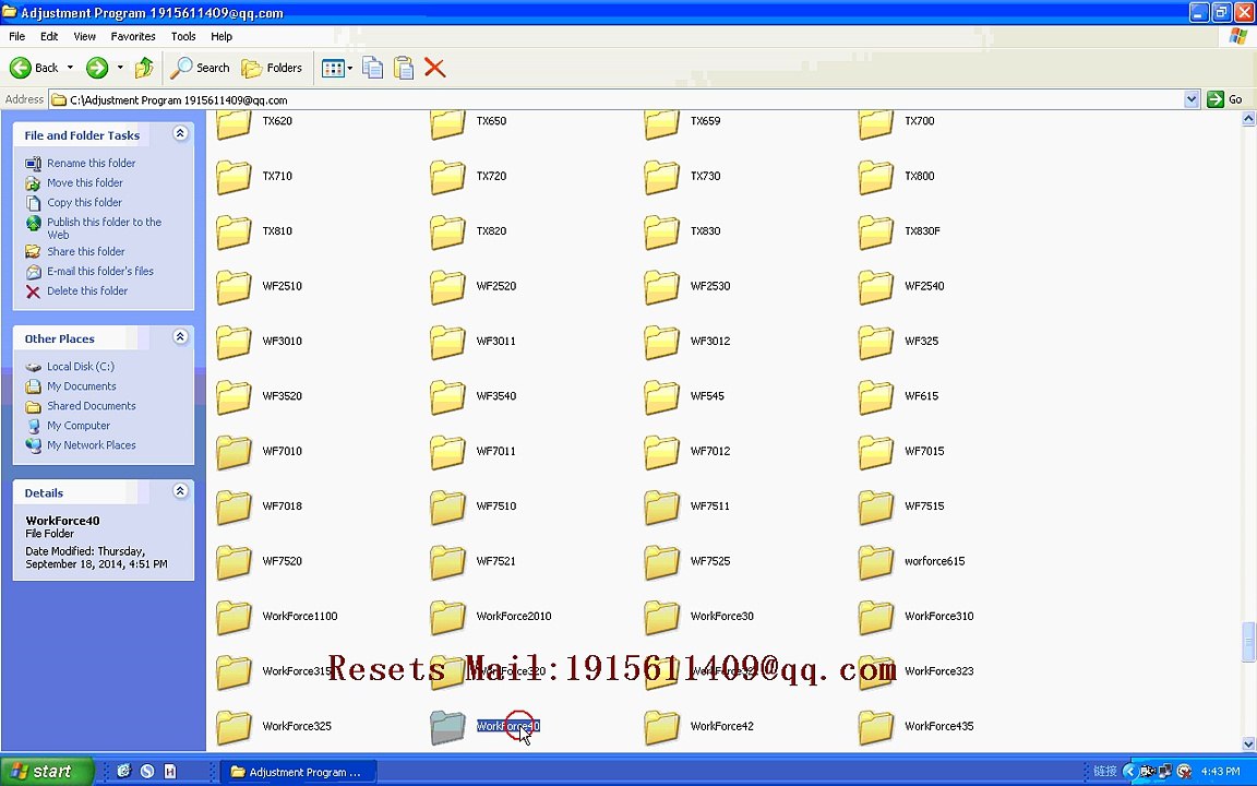 RESET EPSON Resets WorkForce40 Adjustment Program resetter