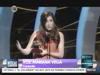 Mariana Vega: Subí temblando a recibir el Grammy