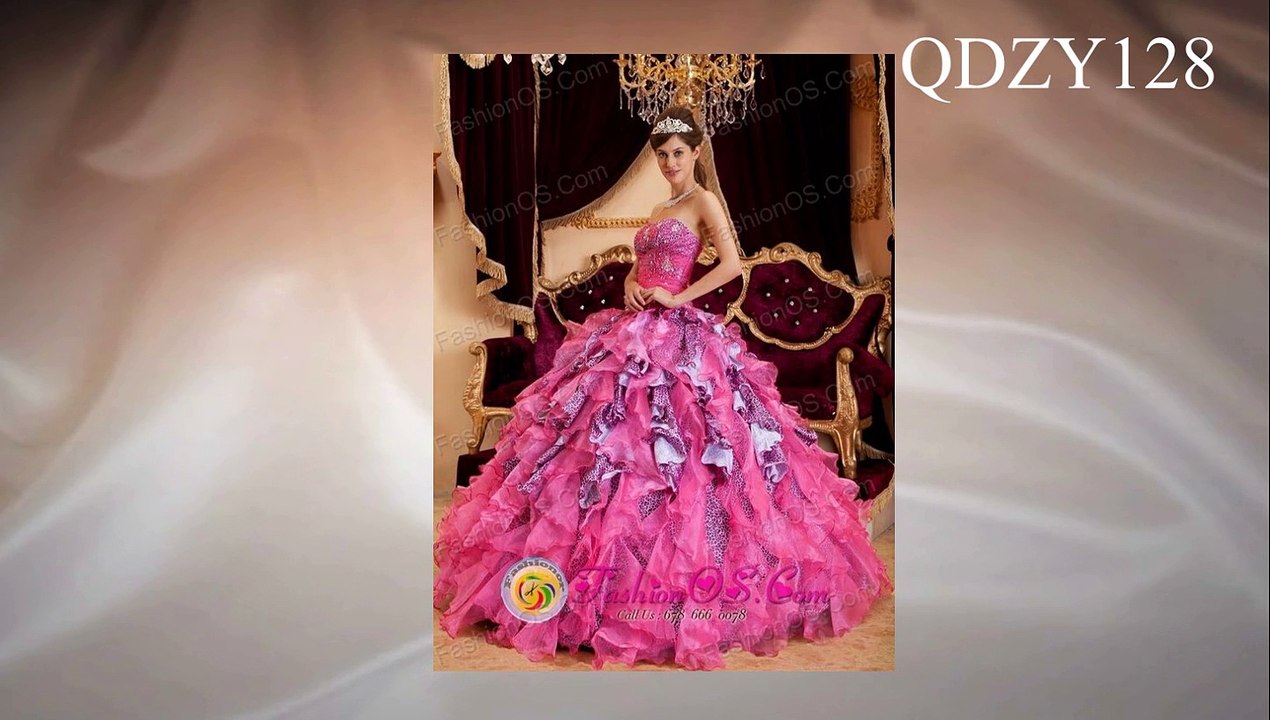 best seller sweet 15 dress with leopard fabric------qdzy128