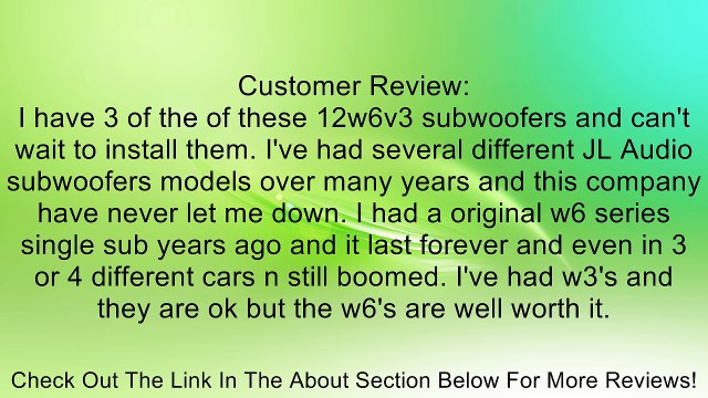 12W6v3-D4 - JL Audio 12 600W Dual 4-Ohm Car Subwoofer 12W6v3D4 Review